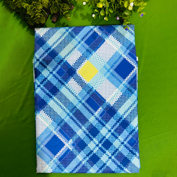 Waterproof Bedsheet Blue Check - Image 2