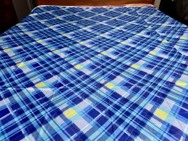 Waterproof Bedsheet Blue Check