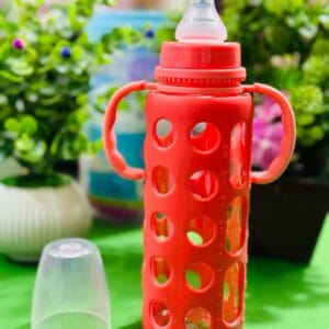 Baby Glass Feeder with Silicone Cover and Handle