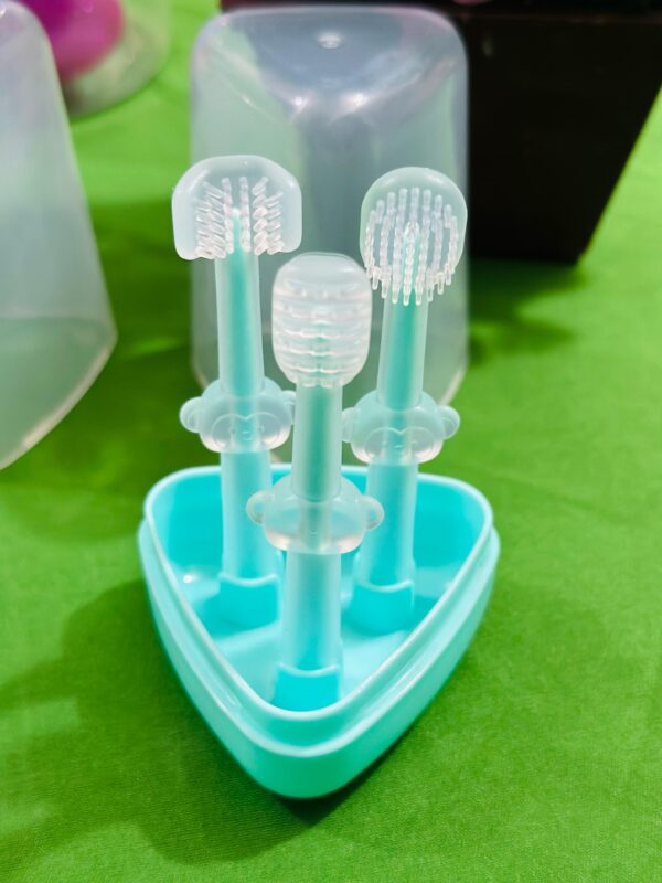 Baby Soft Bristle Toothbrush + Silicone Tongue Cleaner + U-Shaped Brush - Image 2