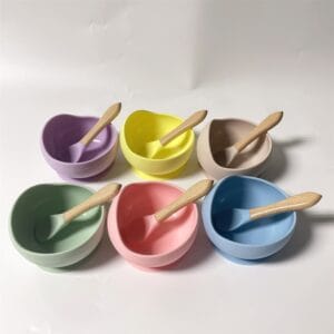 Silicone Baby Bowl with Spoon 2 Pcs