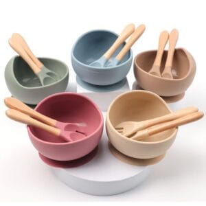 Silicone Baby Bowl with Spoon 2 Pcs
