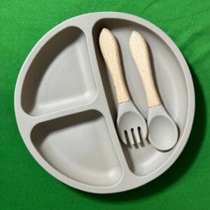 Soft Silicone Divided Plate and Spoon Set